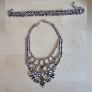 BaubleBar Silver Statement Necklace and Choker Set